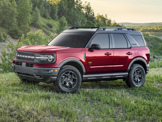 Profile view of a dark red 2024 Ford Bronco Sport. | Ford dealer in Altoona, PA | Courtesy Ford Lincoln