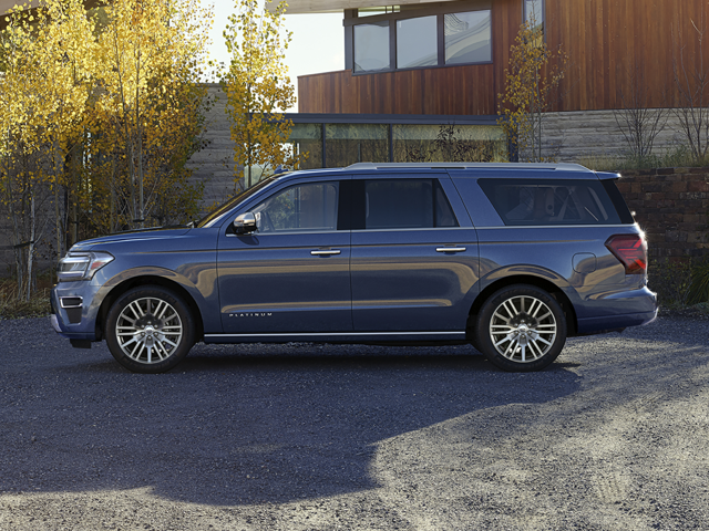 Profile view of a dark greyish-blue 2024 Ford Expedition Max | Ford dealer in Altoona, PA | Courtesy Ford Lincoln